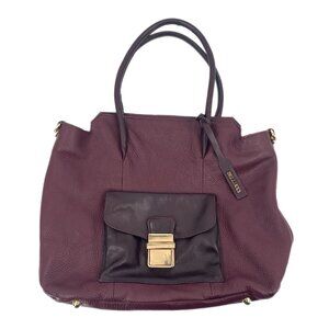 Bellucci Purple Leather Hobo Bag | Gold Hardware